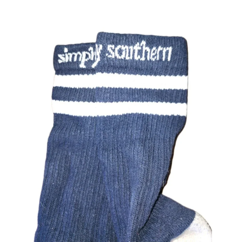 Simply Southern Navy Blue & White Tube Socks, CAN WE JUST SIP & CHILL